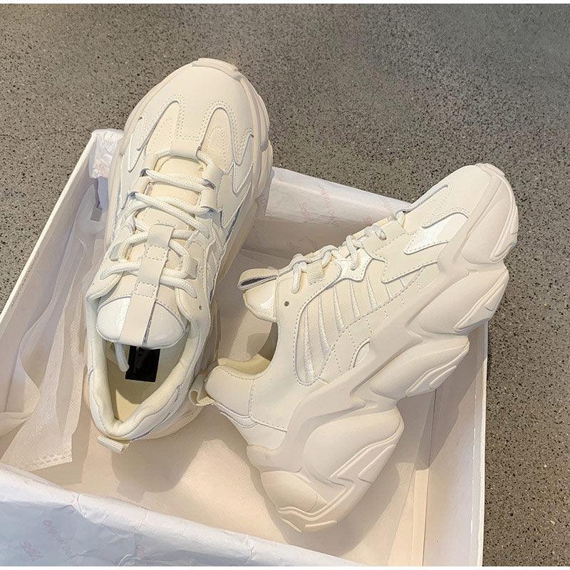 Elegant Women's Sneakers Lace Up Thick Platform Casual Shoes Leather Comfortable Walking Footwear Fashion New Lightweight Casual Everyday Walking Fashion Sneakers 29