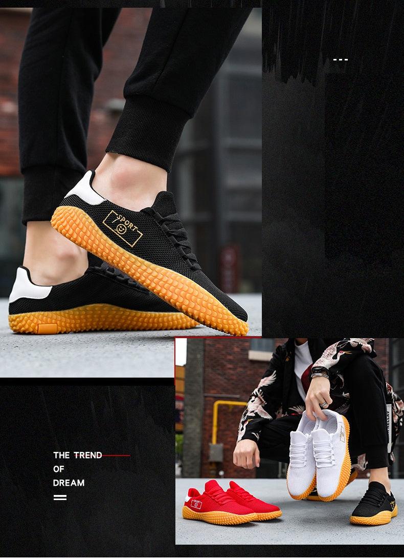 Men's Black Sneakers Mesh Breathable Shoes Male Fashion Black Athletic Footwear Flat Casual Walking Shoes Breathable Casual Shoes Couple Fashion Lace Up Mens Sneakers 9