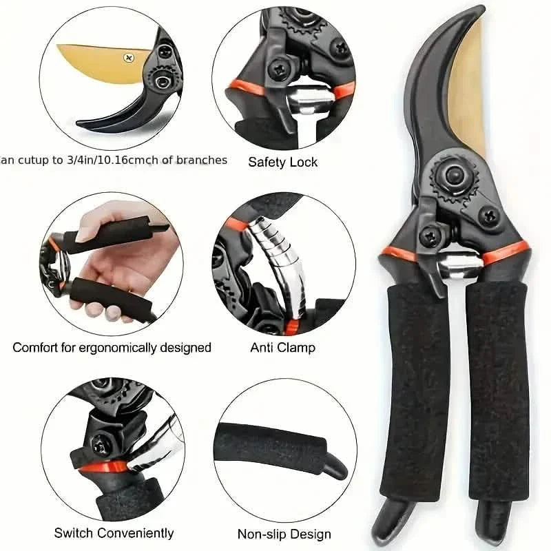Professional Titanium Bypass Pruning Shears 4