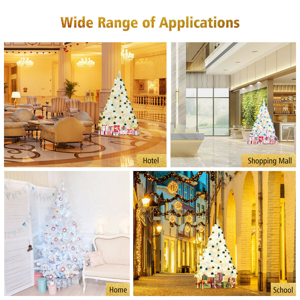 6' / 7.5' / 9' Hinged Artificial Christmas Tree with Metal Stand 5