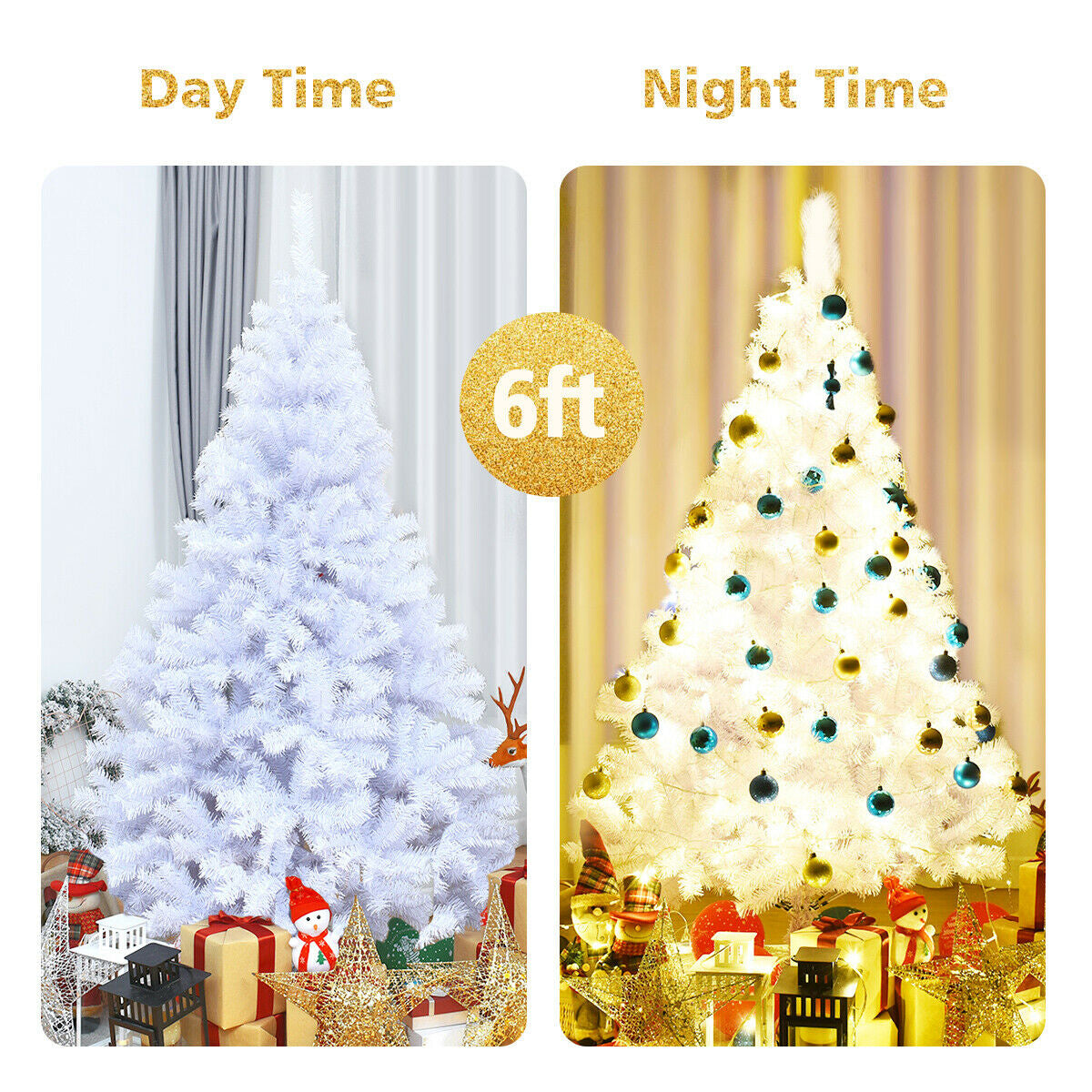 6' / 7.5' / 9' Hinged Artificial Christmas Tree with Metal Stand 8