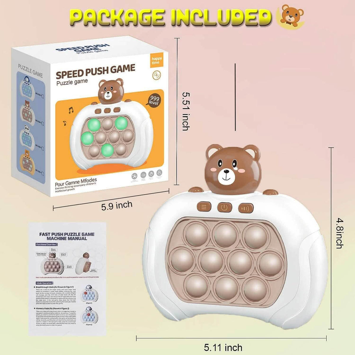 Quick Push Pop Game-it Fidget Toys Pro for Kids and Adults 8