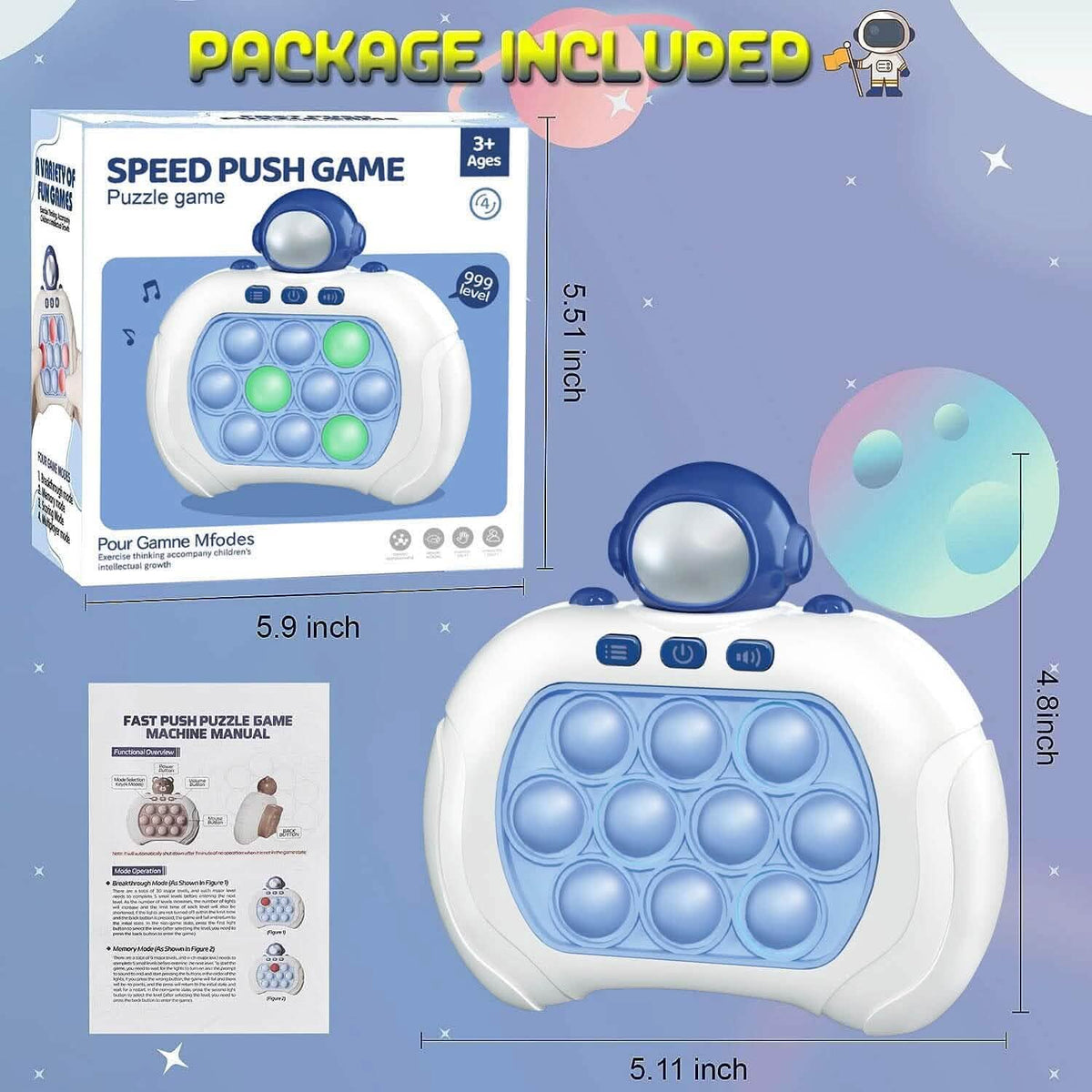 Quick Push Pop Game-it Fidget Toys Pro for Kids and Adults 9
