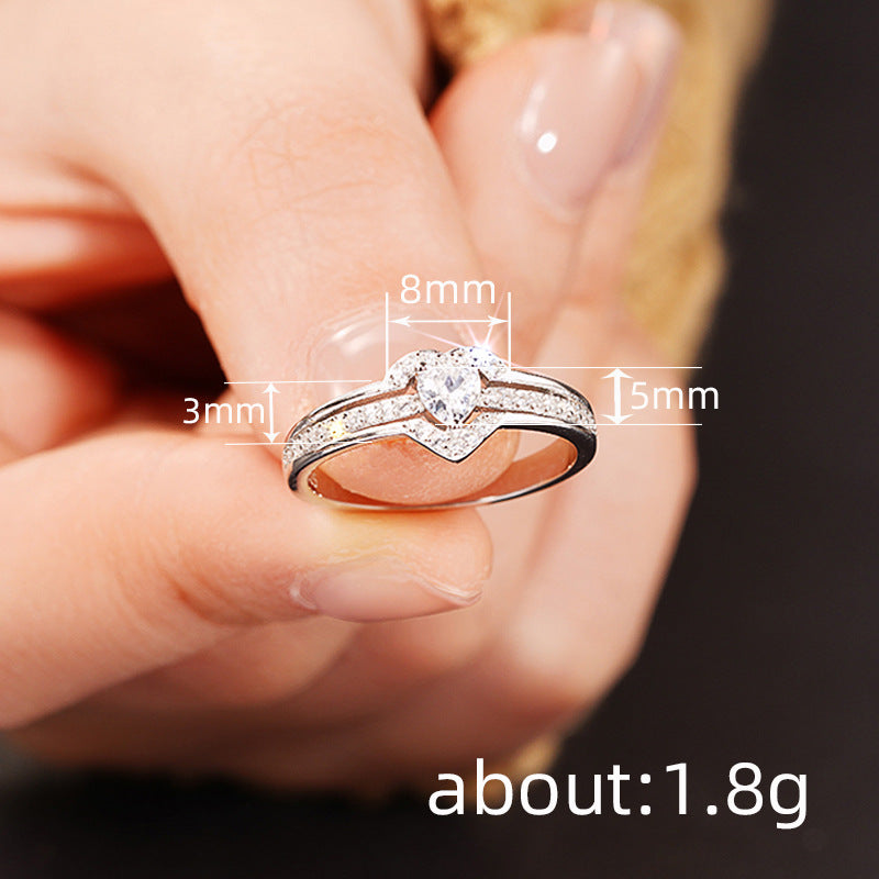 Elegant 925 Sterling Silver Heart Ring with Sparkling Zirconia 6