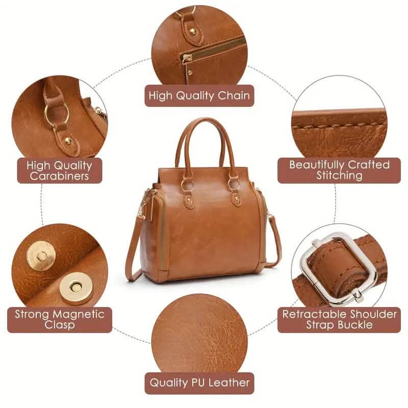 Retro PU Leather Handbag with Multi Card Slot 3