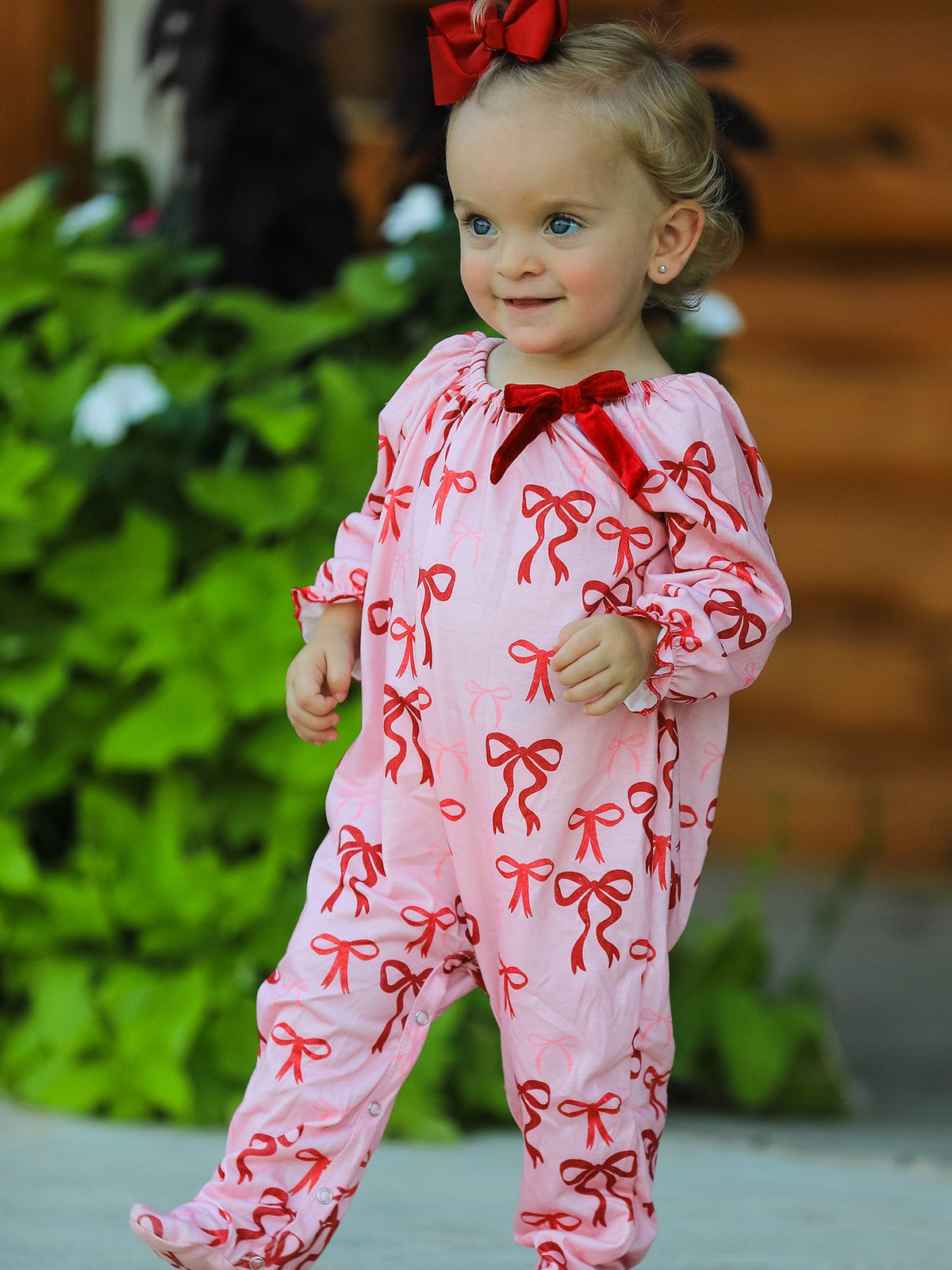 Bow Print Baby Girls Romper 5