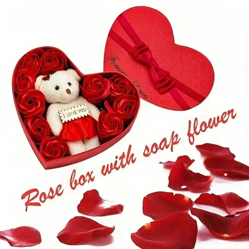 Rose-Shaped Soap Gift Box With Heart-Shaped Artificial Roses 6