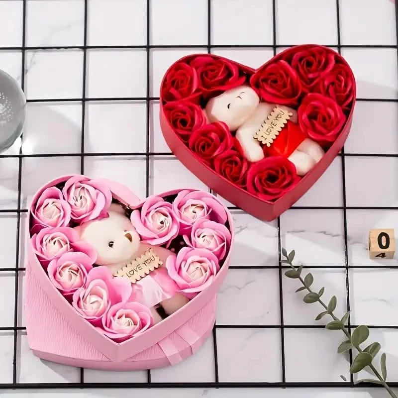 Rose-Shaped Soap Gift Box With Heart-Shaped Artificial Roses 2