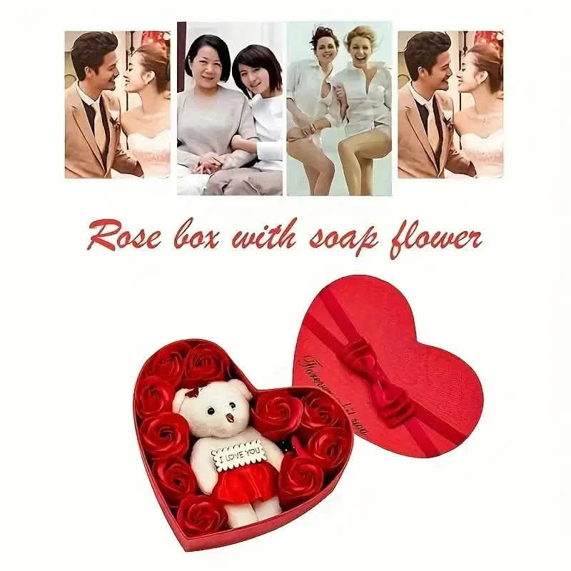 Rose-Shaped Soap Gift Box With Heart-Shaped Artificial Roses 7