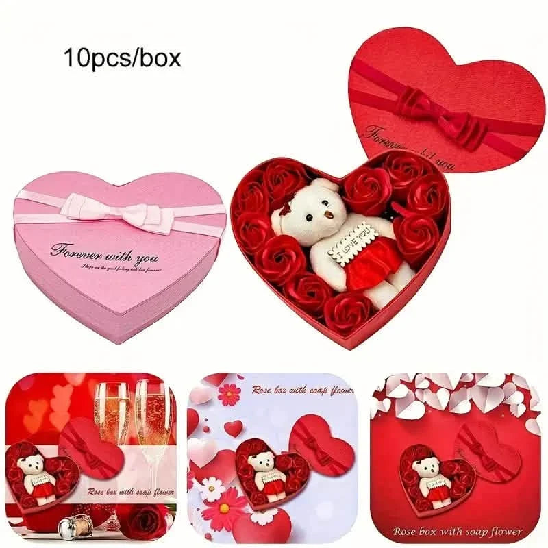 Rose-Shaped Soap Gift Box With Heart-Shaped Artificial Roses 5