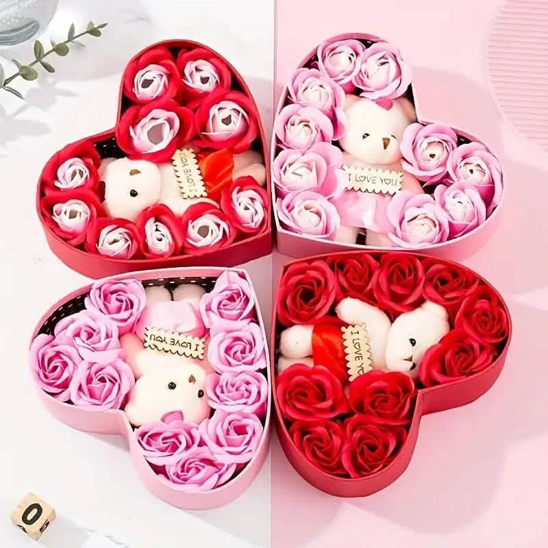 Rose-Shaped Soap Gift Box With Heart-Shaped Artificial Roses 4
