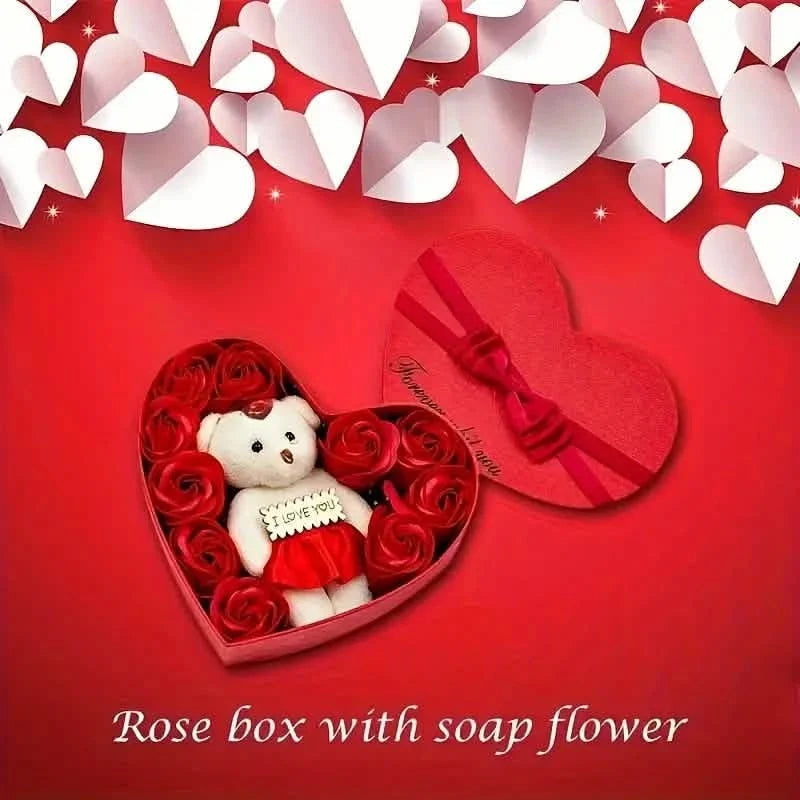Rose-Shaped Soap Gift Box With Heart-Shaped Artificial Roses 8