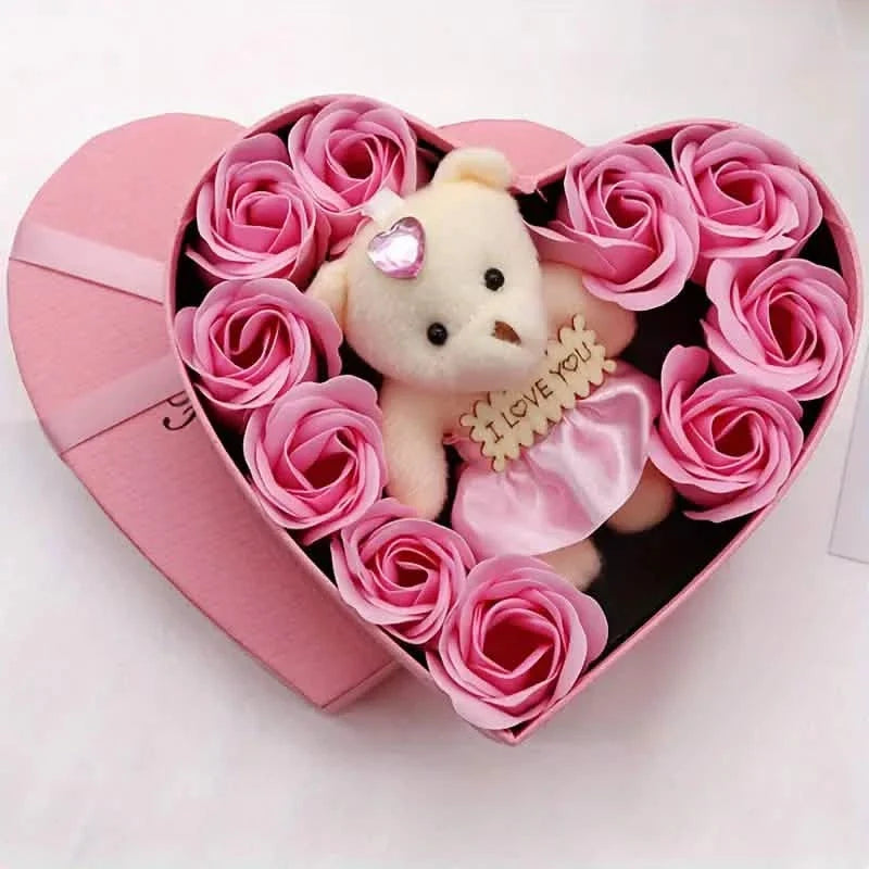Rose-Shaped Soap Gift Box With Heart-Shaped Artificial Roses 1