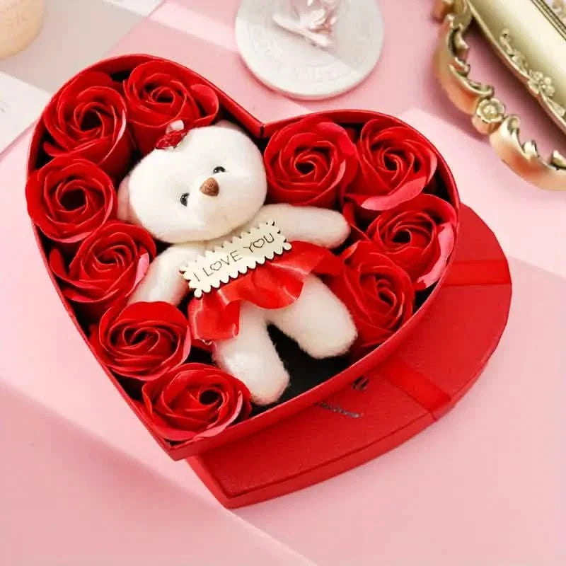 Rose-Shaped Soap Gift Box With Heart-Shaped Artificial Roses 3