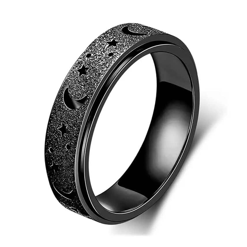 Rotatable Anxiety Fidget Ring Moon and Star Design 7