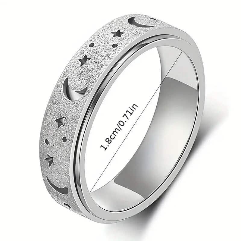 Rotatable Anxiety Fidget Ring Moon and Star Design 8
