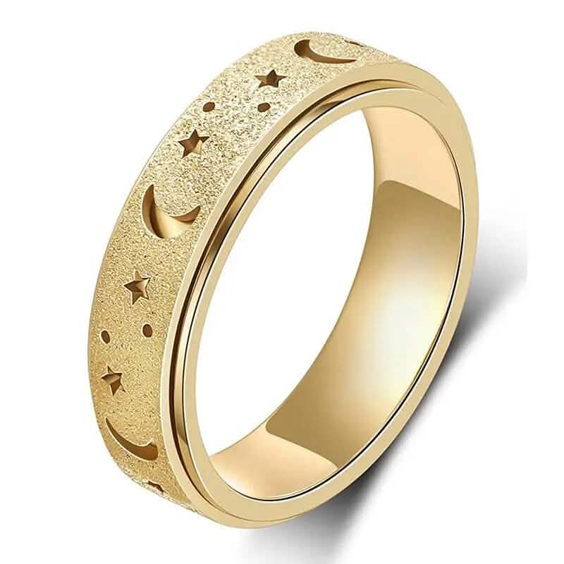 Rotatable Anxiety Fidget Ring Moon and Star Design 4