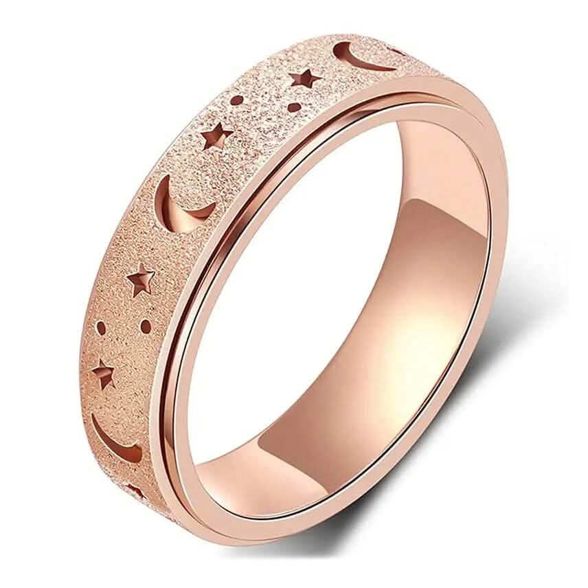 Rotatable Anxiety Fidget Ring Moon and Star Design 6