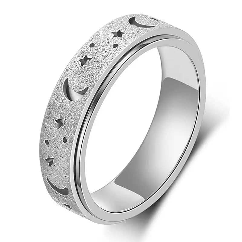 Rotatable Anxiety Fidget Ring Moon and Star Design 5