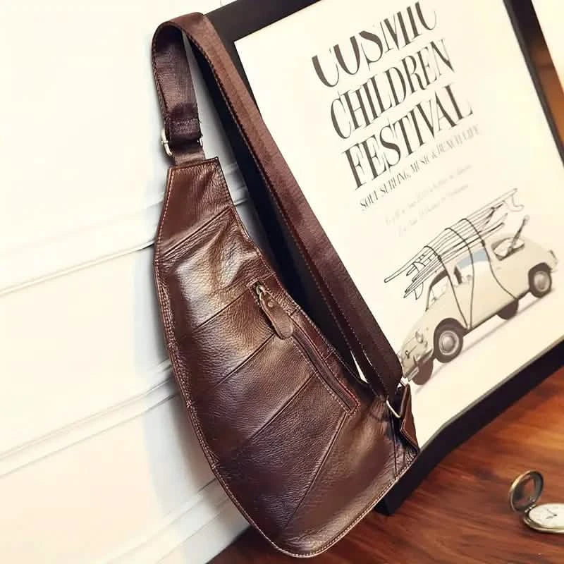 Rugged Vintage Leather Sling Bag 5