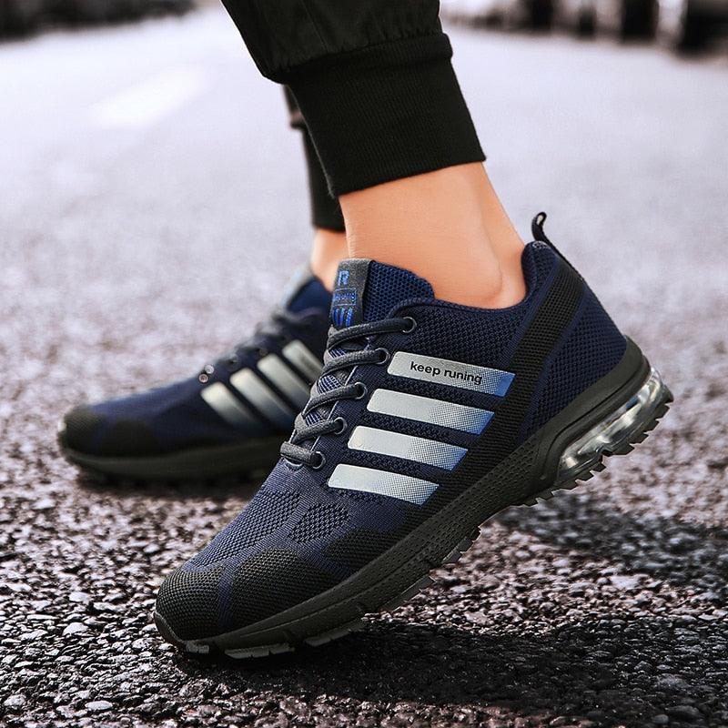 Running Mens Sport Elegant Sneakers Air Cushion Sneakers Lace Up Low Top Jogging Shoes Man Athletic Footwear Breathable Comfortable Athletic Running Sneakers 41