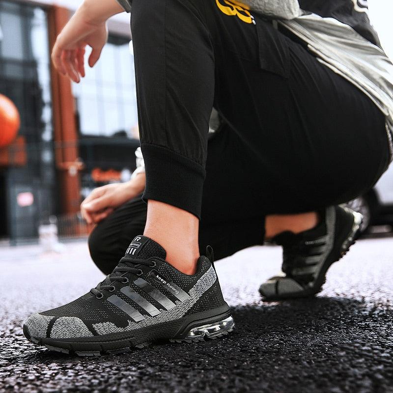 Running Mens Sport Elegant Sneakers Air Cushion Sneakers Lace Up Low Top Jogging Shoes Man Athletic Footwear Breathable Comfortable Athletic Running Sneakers 39