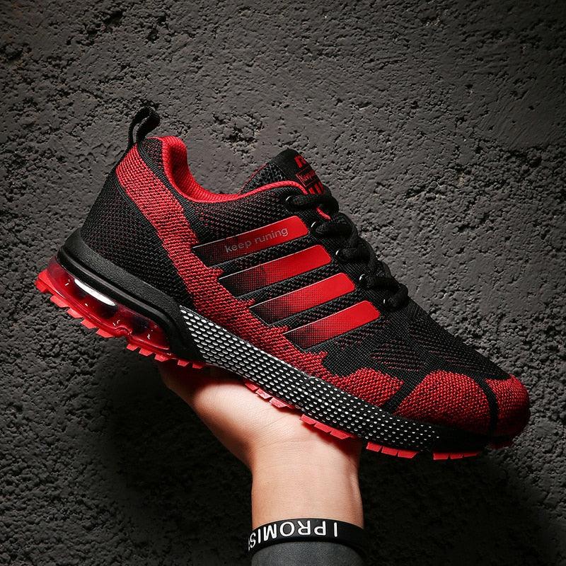 Running Mens Sport Elegant Sneakers Air Cushion Sneakers Lace Up Low Top Jogging Shoes Man Athletic Footwear Breathable Comfortable Athletic Running Sneakers 42