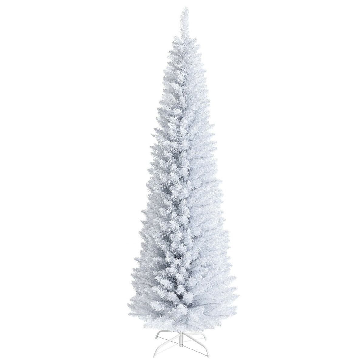 6 Feet Unlit Artificial Slim Pencil Christmas Tree with Metal Stand 10