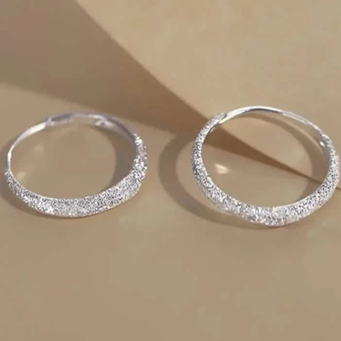 S925 Sterling Silver Sparkling Starry River Hoop Earrings 1