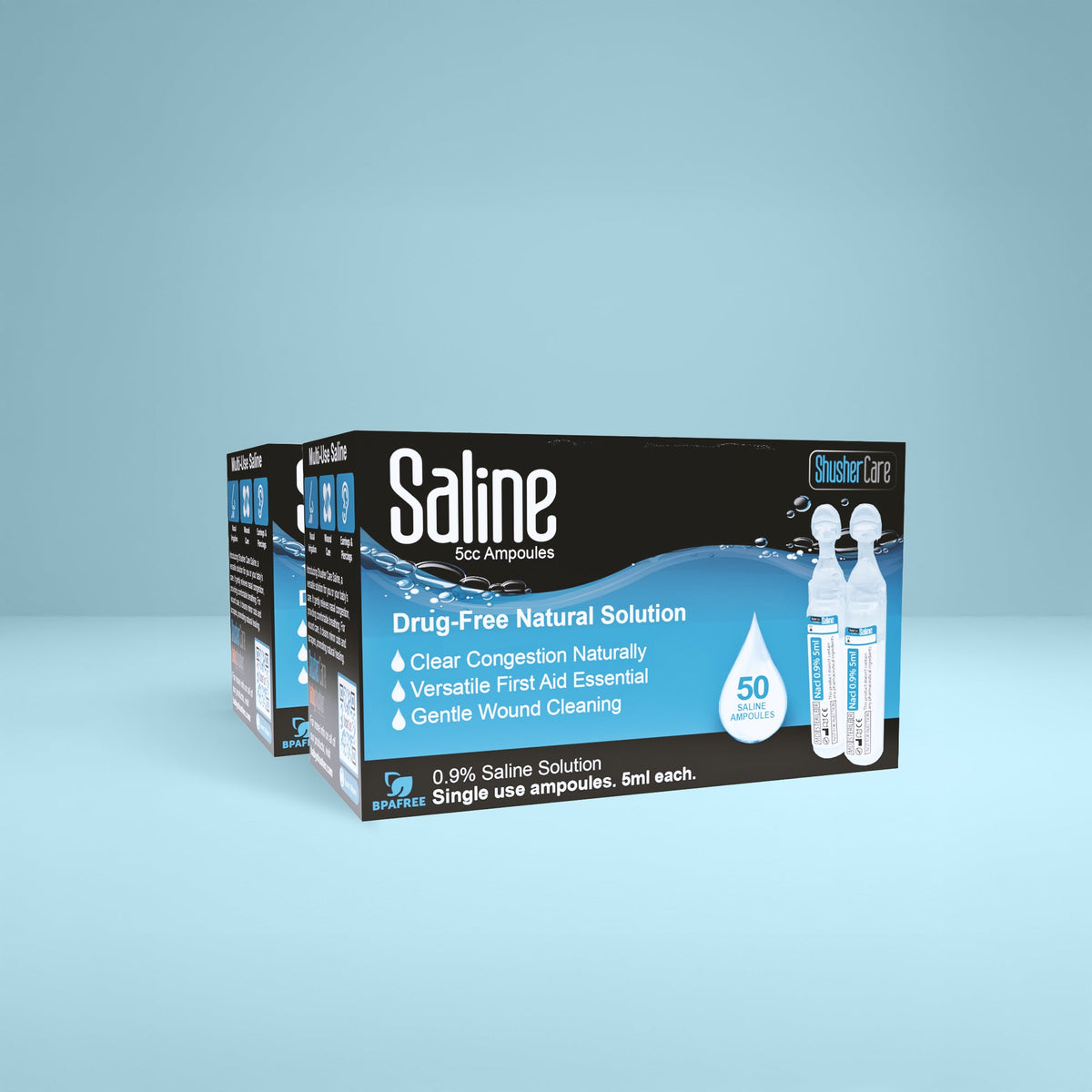Shusher Care Saline Ampoules – Sterile Single-Use Saline Solution for Nasal, Wound & Piercing Care - 20 Count 10