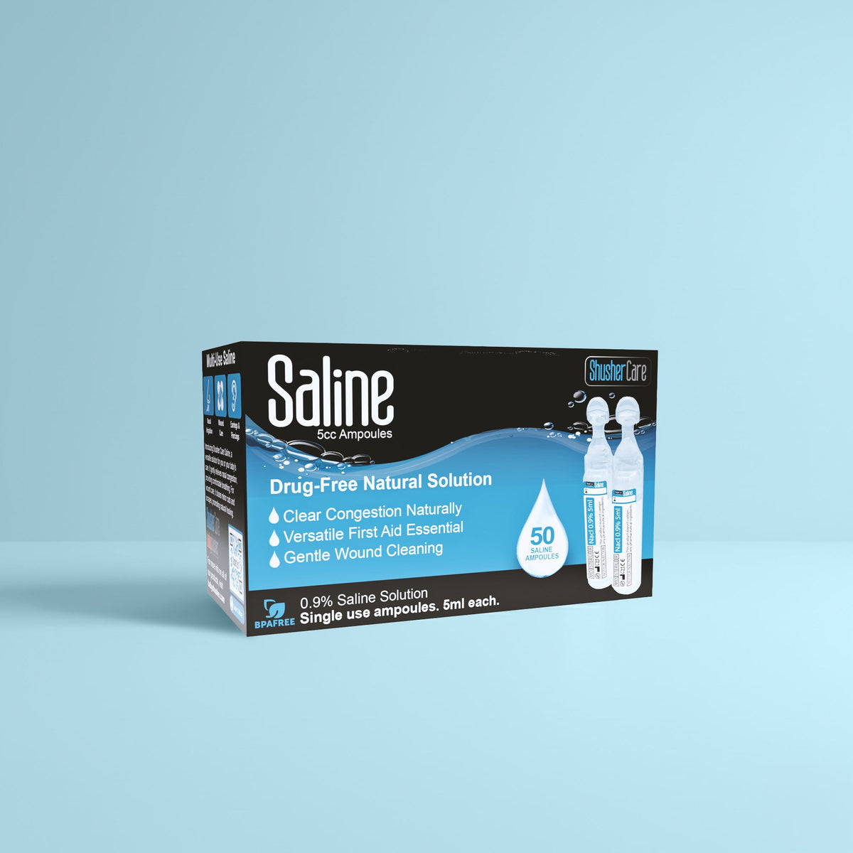 Shusher Care Saline Ampoules – Sterile Single-Use Saline Solution for Nasal, Wound & Piercing Care - 20 Count 9