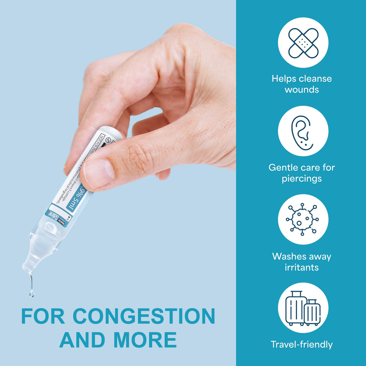 Shusher Care Saline Ampoules – Sterile Single-Use Saline Solution for Nasal, Wound & Piercing Care - 20 Count 6