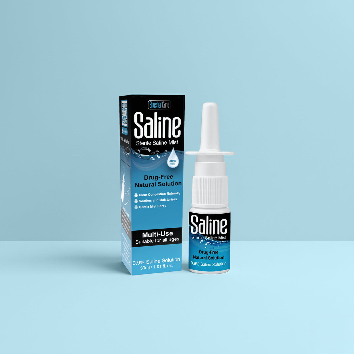 Shusher Care Saline Nasal Spray – Drug-Free, Preservative-Free Congestion Relief for Babies & Family 1