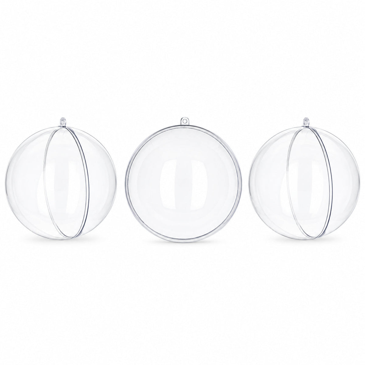 Set of 3 Clear Plastic Ball Ornaments 3.45 Inches (88 mm) 1