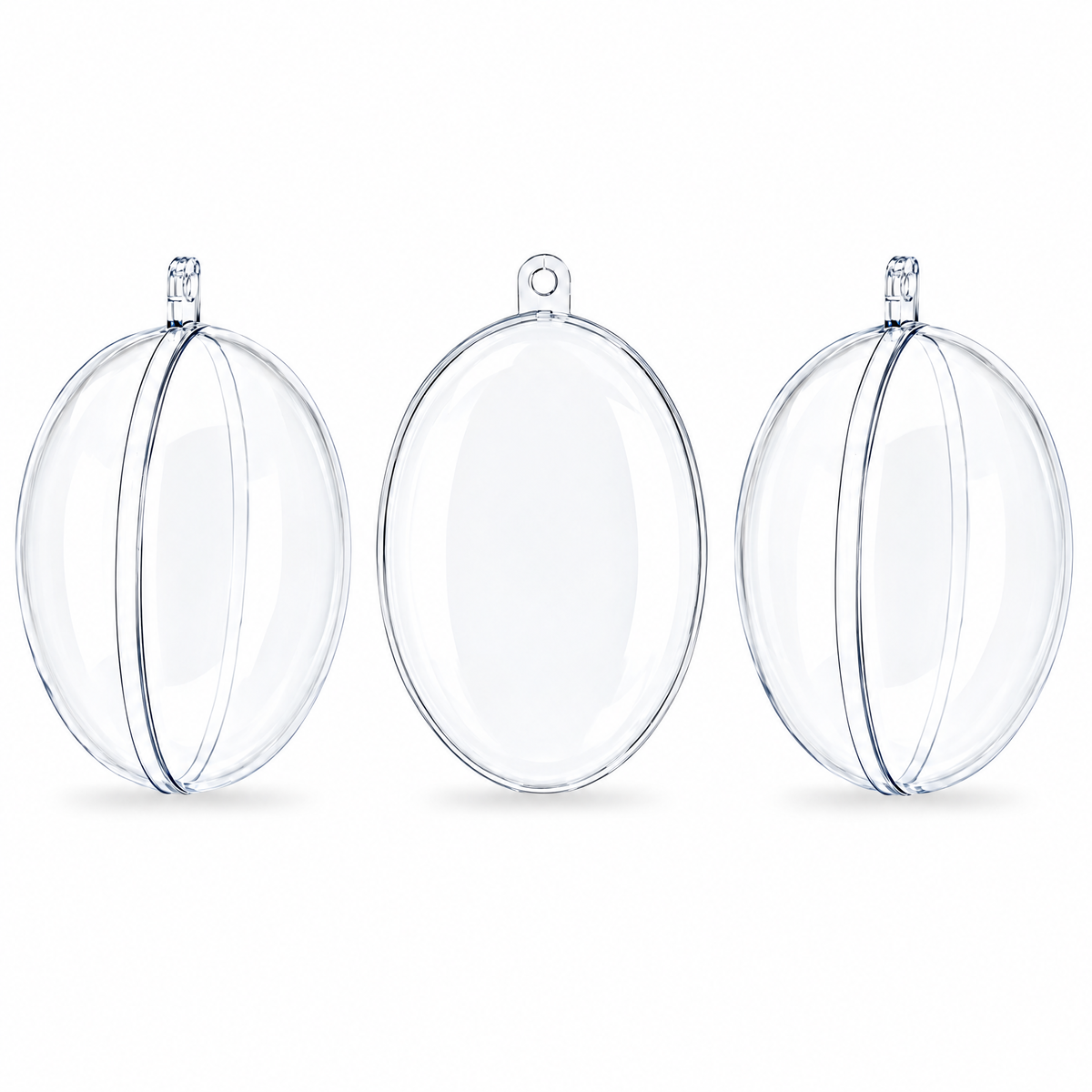 Set of 3 Clear Plastic Egg Ornaments 4.35 Inches (100 mm) 1