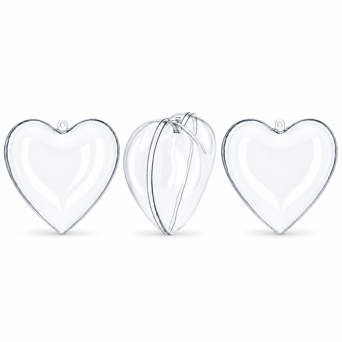 Set of 3 Clear Plastic Hearts Ornaments 2.45 Inches (62 mm) 1