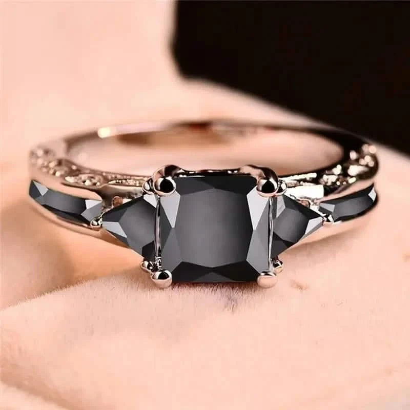 Silver Elegant Black Zirconia Eternity Ring 1