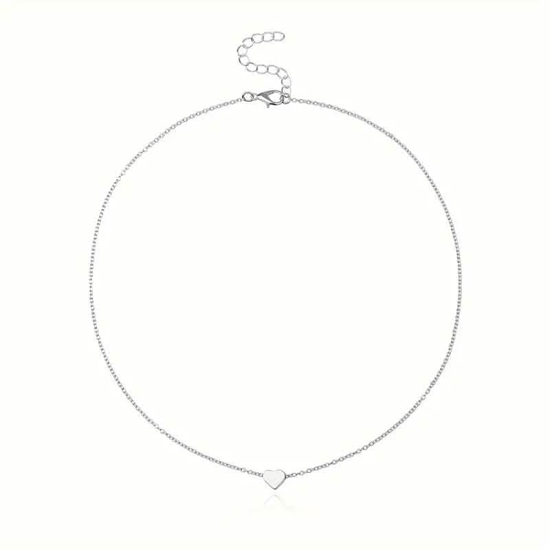 Simple Exquisite Heart-Shaped Pendant Alloy Necklace 3