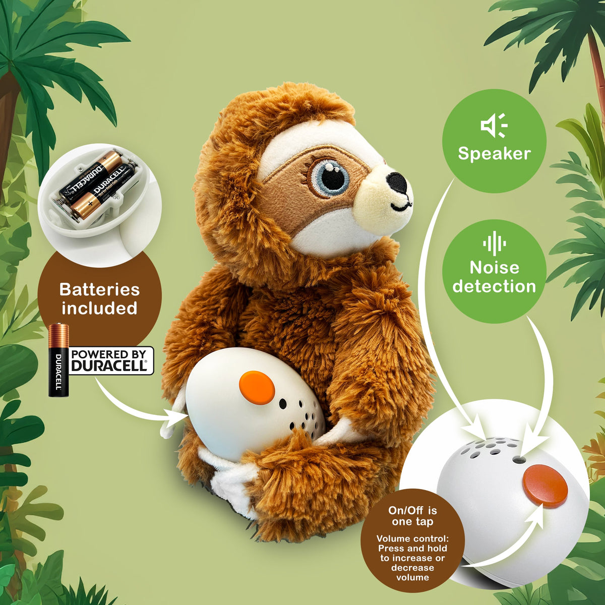 Shusher Sloth + 6-Pack Shushie™ Pacifiers – Soothing Bundle with Cuddly Cry Detection 4