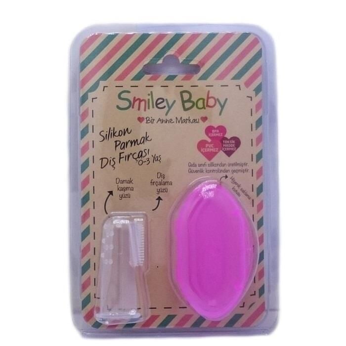 Biosmile Smiley Baby Silicone Finger Toothbrush Pink 0-3 Years 1
