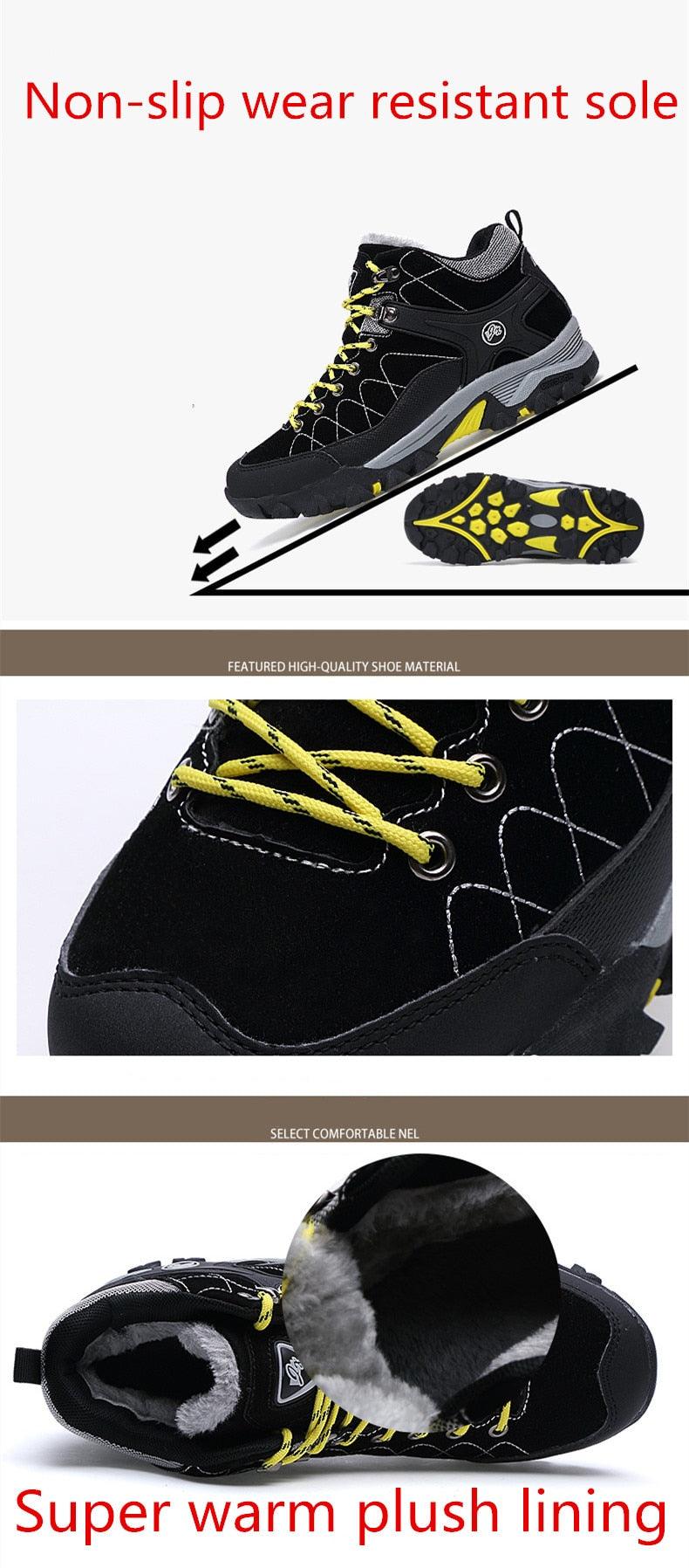Soft Black Mens Boots Winter Fur Warm Snow Men Walking Boots Work Shoes Footwear Fashion Rubber Ankle Shoes Warm Fur Lined Ankle Booties Comfortable Non Slip Outdoor Shoes 8