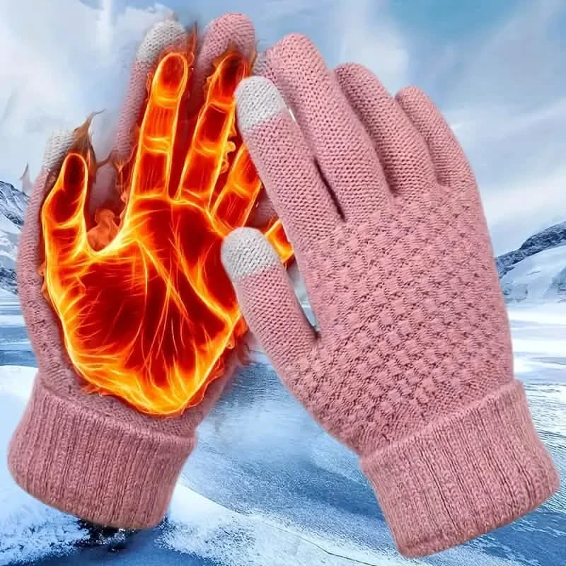 Soft Touchscreen Winter Gloves Elastic Cuff Knit for Cold Weather 3