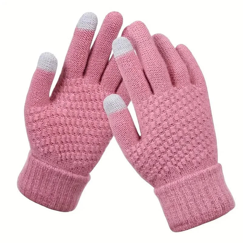 Soft Touchscreen Winter Gloves Elastic Cuff Knit for Cold Weather 12