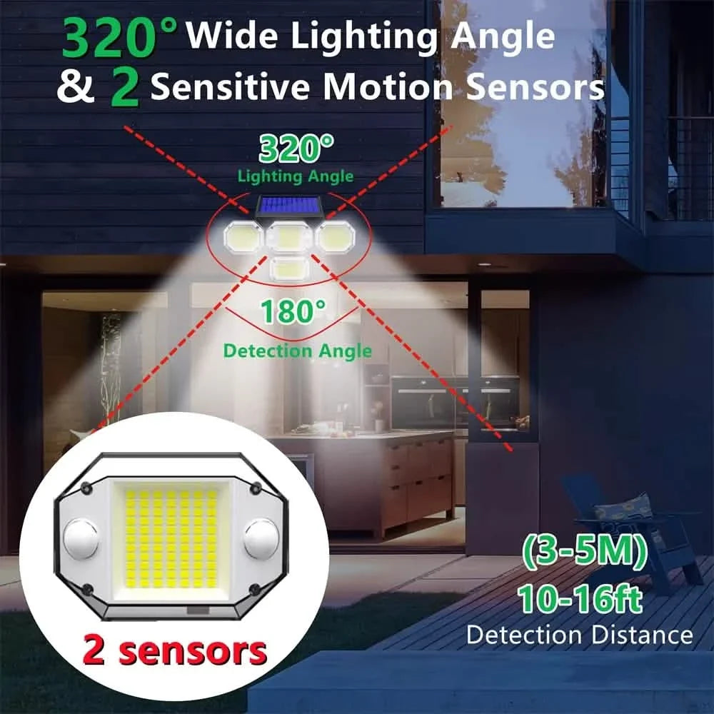 Solar Light Outdoor with Remote Control Double Motion Sensor Light 306/208 Led Wall Lamp IP65 Spotlight Exterior Garage Lighting 4