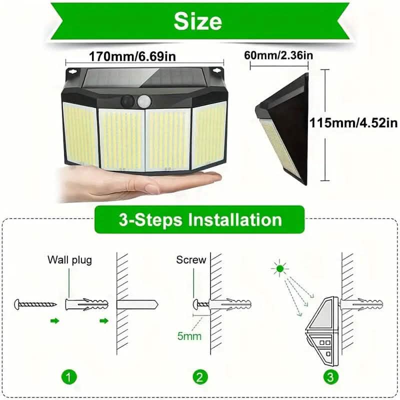 Solar Lights Outdoor 576 LED with Lights Reflector and 3 Lighting Modes 3