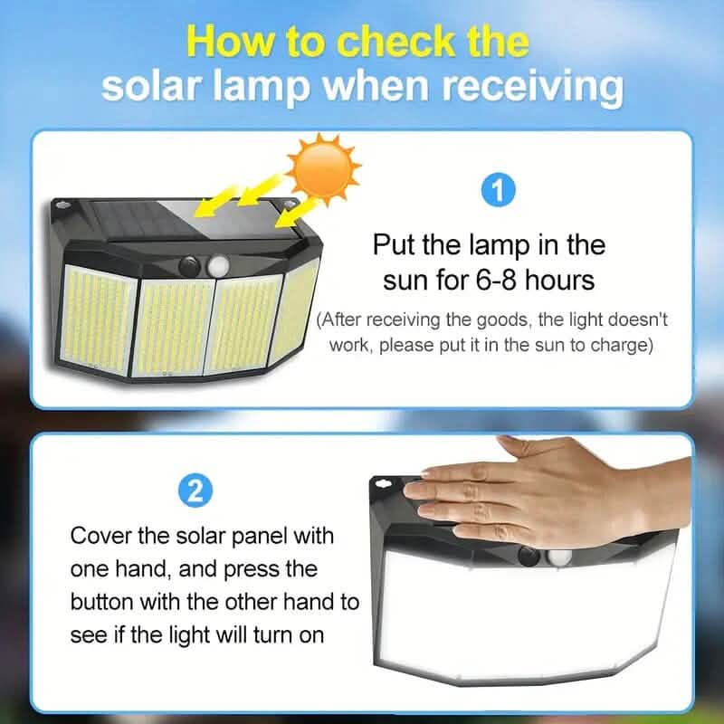 Solar Lights Outdoor 576 LED with Lights Reflector and 3 Lighting Modes 8