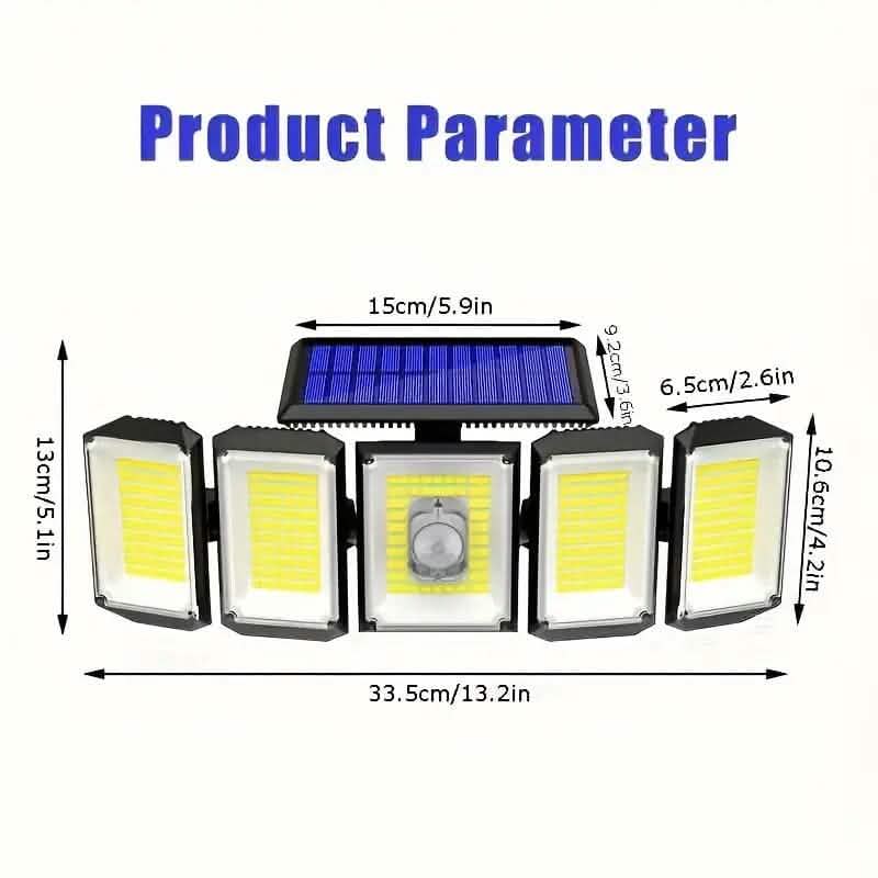 Solar Wall Light with 5 Adjustable Angle Heads 3
