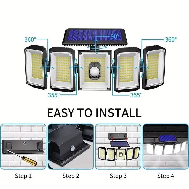 Solar Wall Light with 5 Adjustable Angle Heads 9