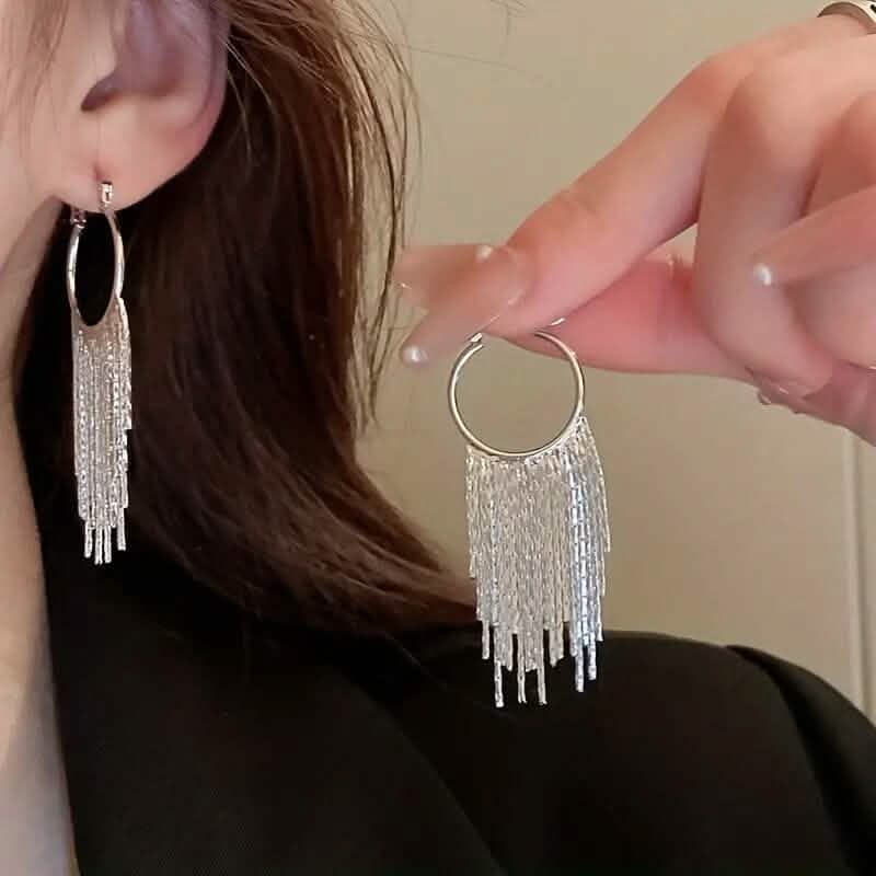 Sparkling Tassel Design Dangle Earrings 6