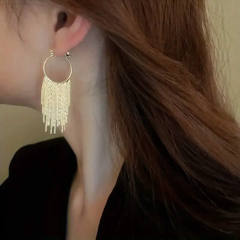 Sparkling Tassel Design Dangle Earrings 4